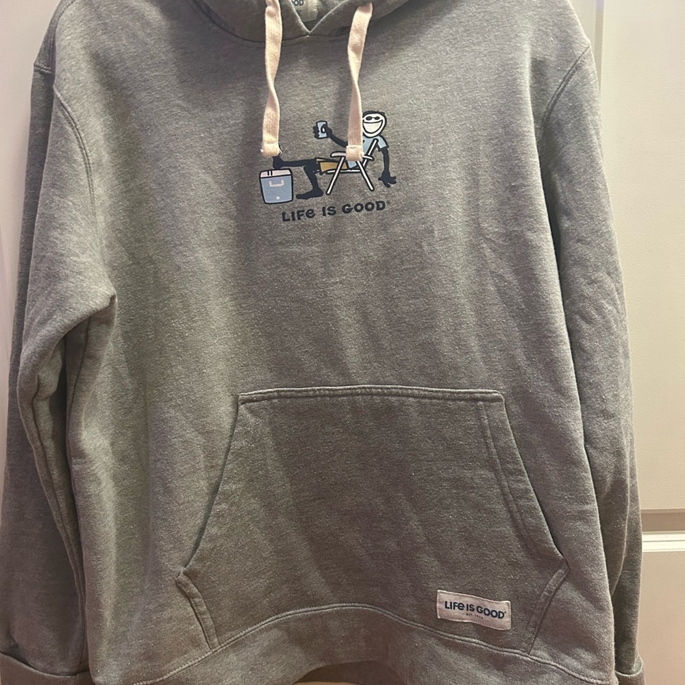 Life Is Good Gray Sweatshirt Hoodie Casual Comfort